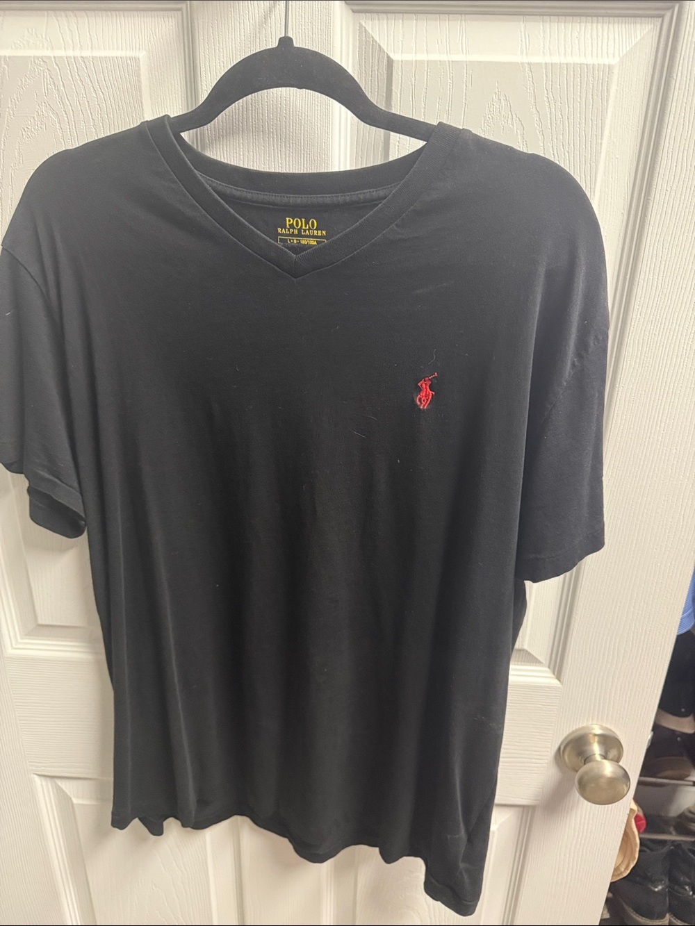 Polo by Ralph Lauren Black V-Neck Tee with Red Pony